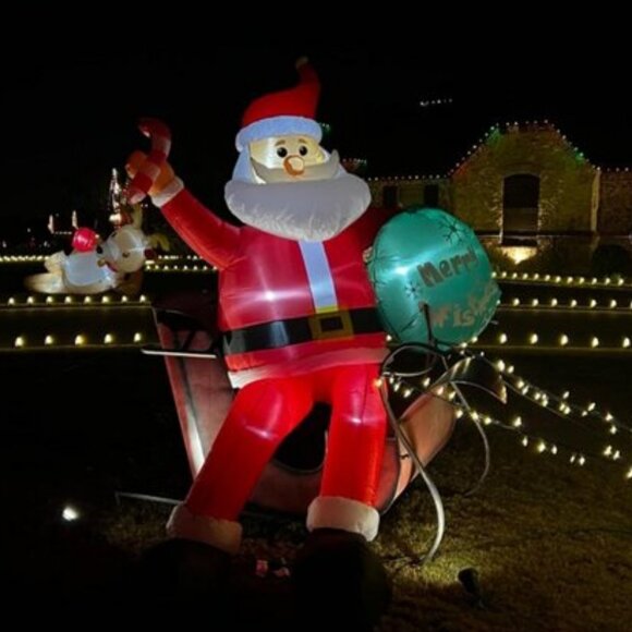 🆕8 FT Christmas Inflatable Santa Outdoor Gift Bag Blow up LED Decorations - Picture 1 of 8